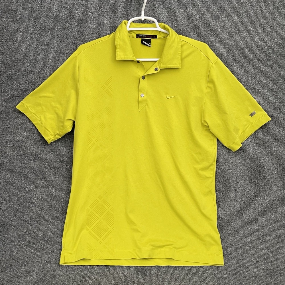 Nike Tiger Woods Golf Polo Shirt Men's Sz M Classic Yellow Swoosh Short Sleeve